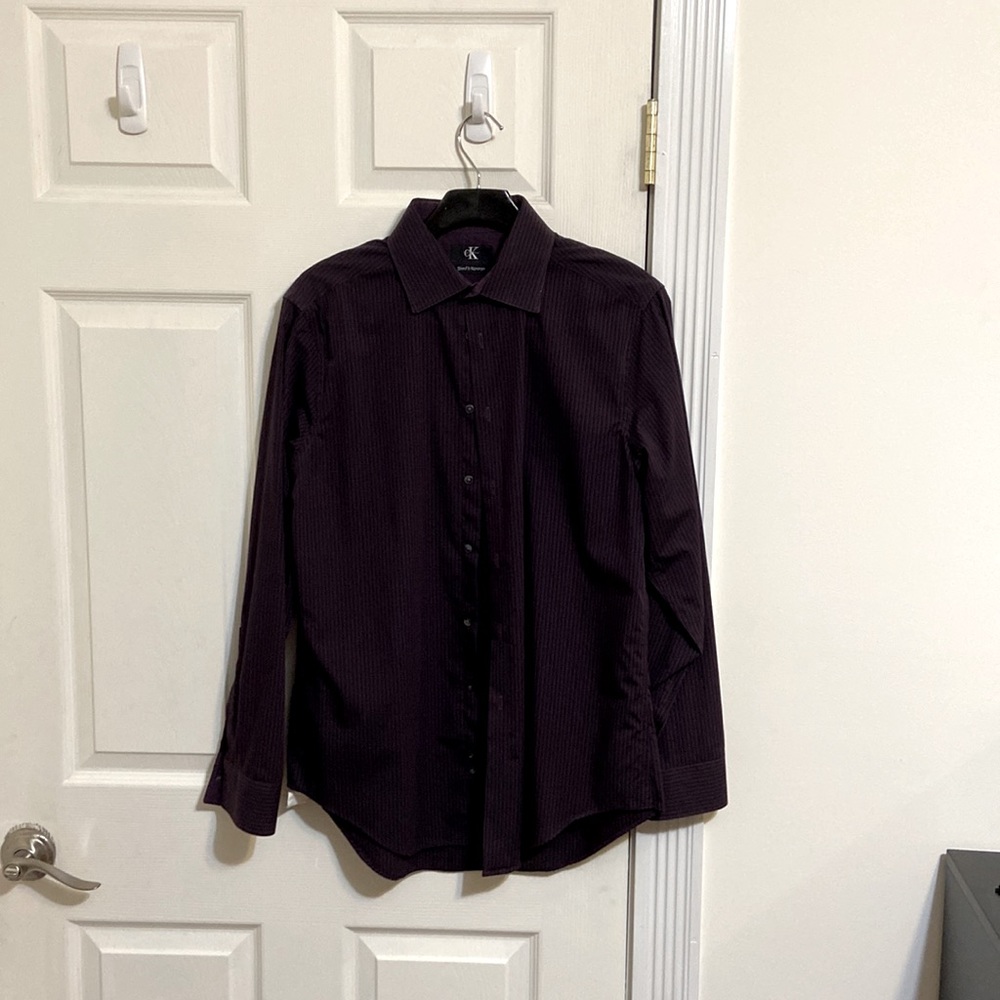 Purple striped slim fit Calvin Klein button up